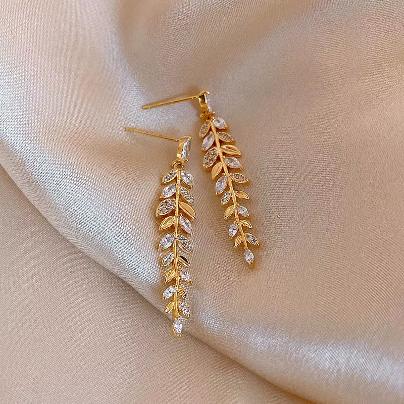 GLEAM Diamond Leaf Earrings