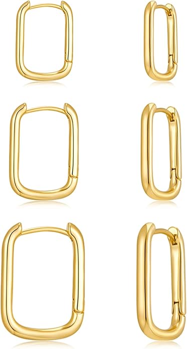 GLEAM Minimalist Square Hoops Set