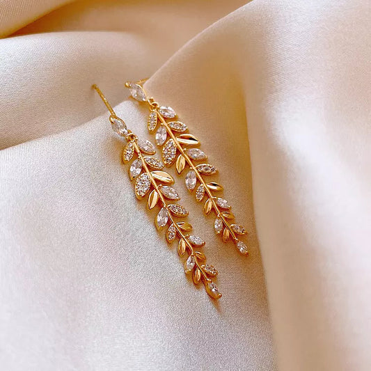 GLEAM Diamond Leaf Earrings